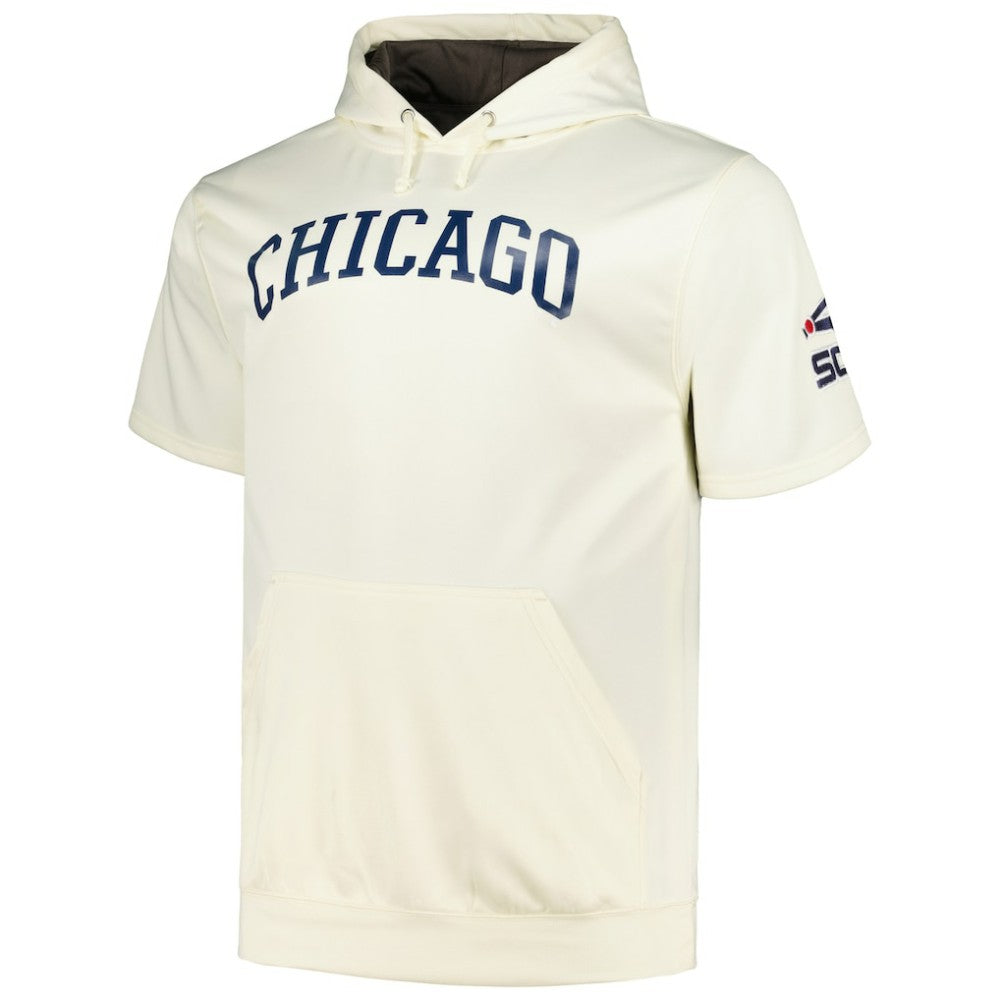 Oatmeal Chicago White Sox Profile Big & Tall Contrast Short Sleeve Pullover Hoodie