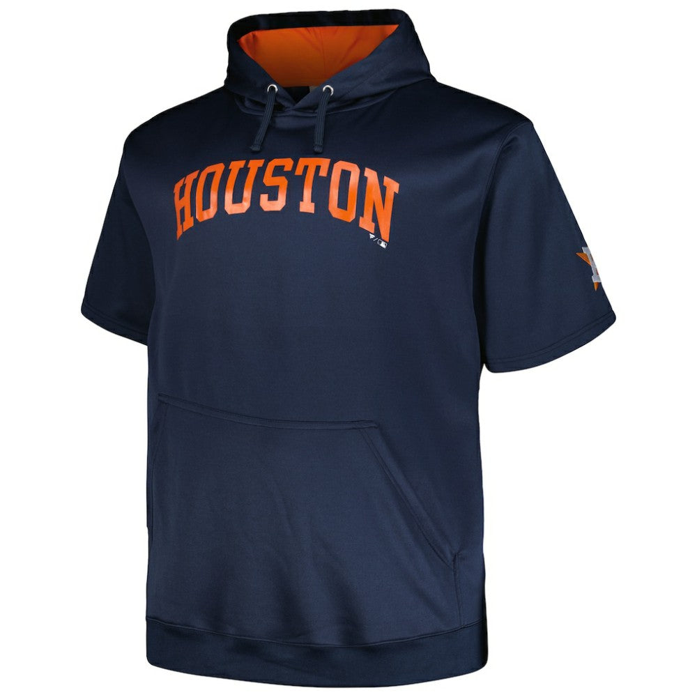 Navy Houston Astros Profile Big & Tall Contrast Short Sleeve Pullover Hoodie