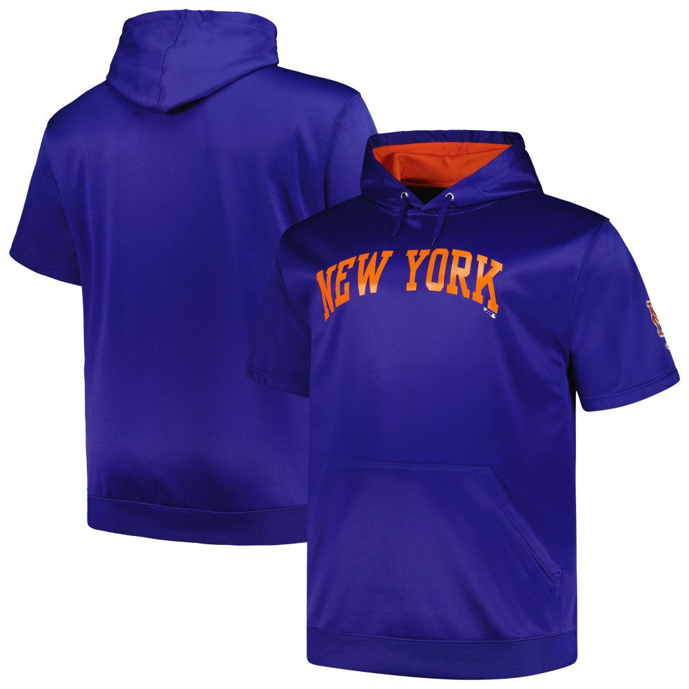Royal New York Mets Profile Big & Tall Contrast Short Sleeve Pullover Hoodie