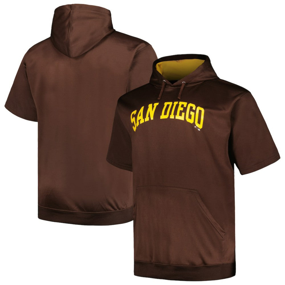 Brown San Diego Padres Profile Big & Tall Contrast Short Sleeve Pullover Hoodie
