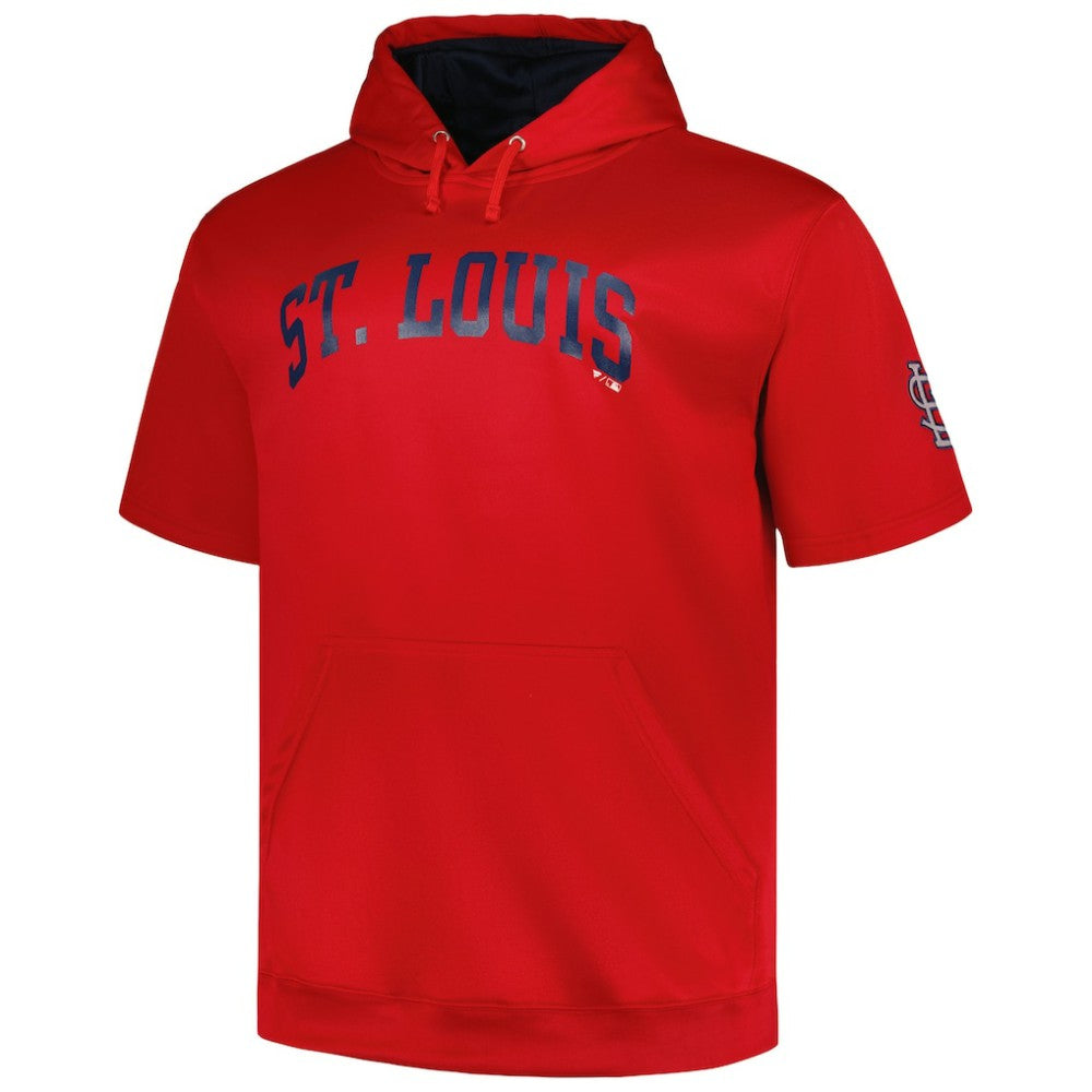 Red St. Louis Cardinals Profile Big & Tall Contrast Short Sleeve Pullover Hoodie
