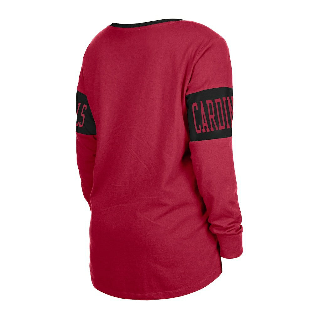 Women's Lace-Up Notch Neck Long Sleeve T-Shirt - Arizona Cardinals T-shirts