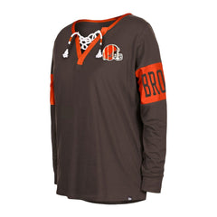 Women's Lace-Up Notch Neck Long Sleeve T-Shirt - Cleveland Browns T-shirts