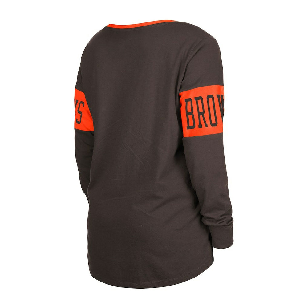 Women's Lace-Up Notch Neck Long Sleeve T-Shirt - Cleveland Browns T-shirts