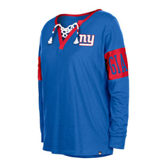 Women's Lace-Up Notch Neck Long Sleeve T-Shirt - New York Giants T-shirts