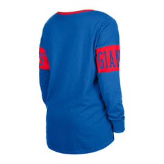 Women's Lace-Up Notch Neck Long Sleeve T-Shirt - New York Giants T-shirts