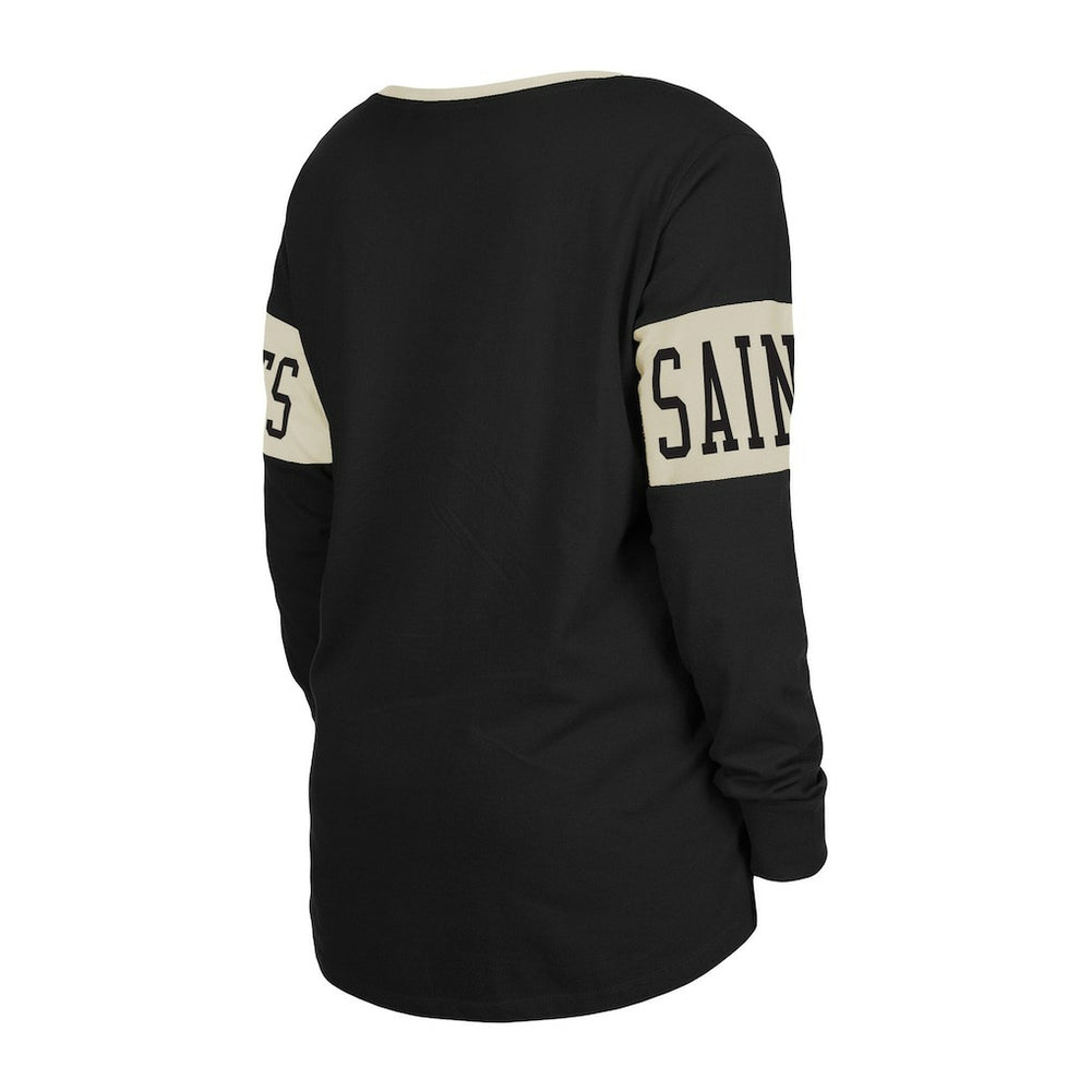 Women's Lace-Up Notch Neck Long Sleeve T-Shirt - New Orleans Saints T-shirts