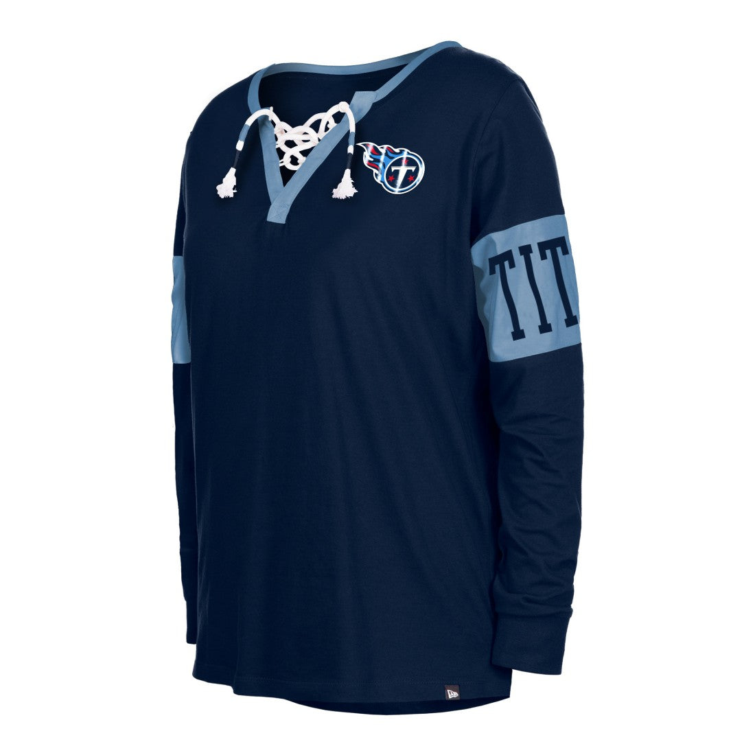 Women's Lace-Up Notch Neck Long Sleeve T-Shirt - Tennessee Titans T-shirts