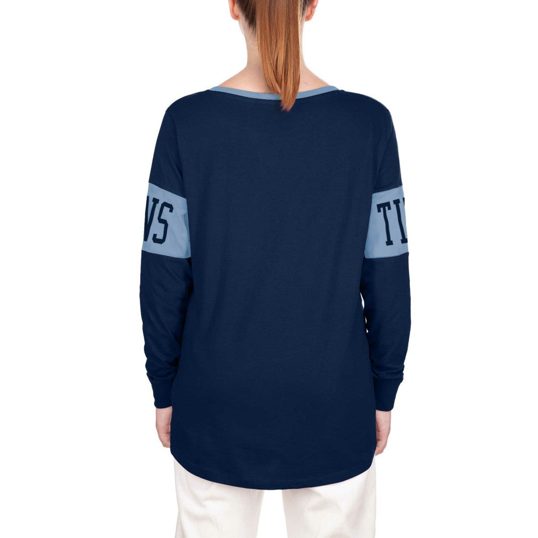 Women's Lace-Up Notch Neck Long Sleeve T-Shirt - Tennessee Titans T-shirts