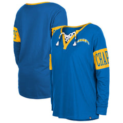 Women's Lace-Up Notch Neck Long Sleeve T-Shirt - Los Angeles Chargers T-shirts