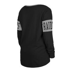 Women's Lace-Up Notch Neck Long Sleeve T-Shirt - Las Vegas Raiders T-shirts