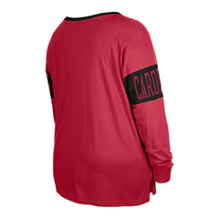Women's Plus Size Lace-Up Notch Neck Long Sleeve T-Shirt - Arizona Cardinals T-shirts