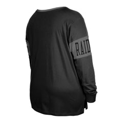 Women's Plus Size Lace-Up Notch Neck Long Sleeve T-Shirt - Las Vegas Raiders T-shirts