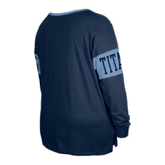 Women's Plus Size Lace-Up Notch Neck Long Sleeve T-Shirt - Tennessee Titans T-shirts