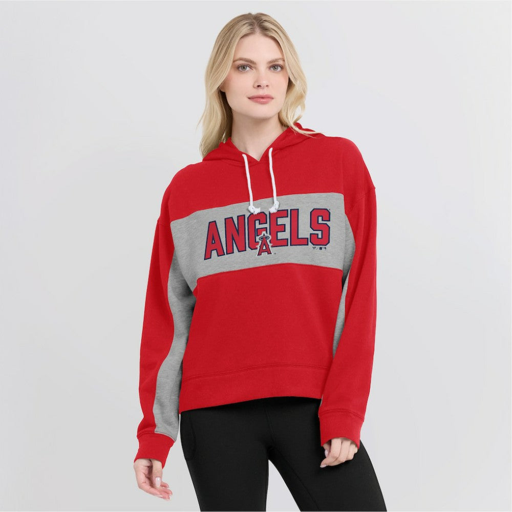Red Los Angeles Angels Fanatics Women's Filled Stat Sheet Pullover Hoodie