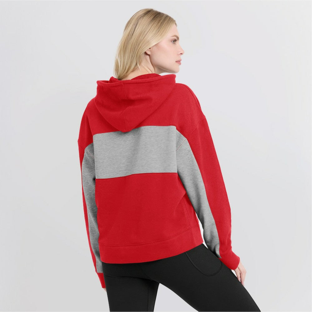 Red Los Angeles Angels Fanatics Women's Filled Stat Sheet Pullover Hoodie