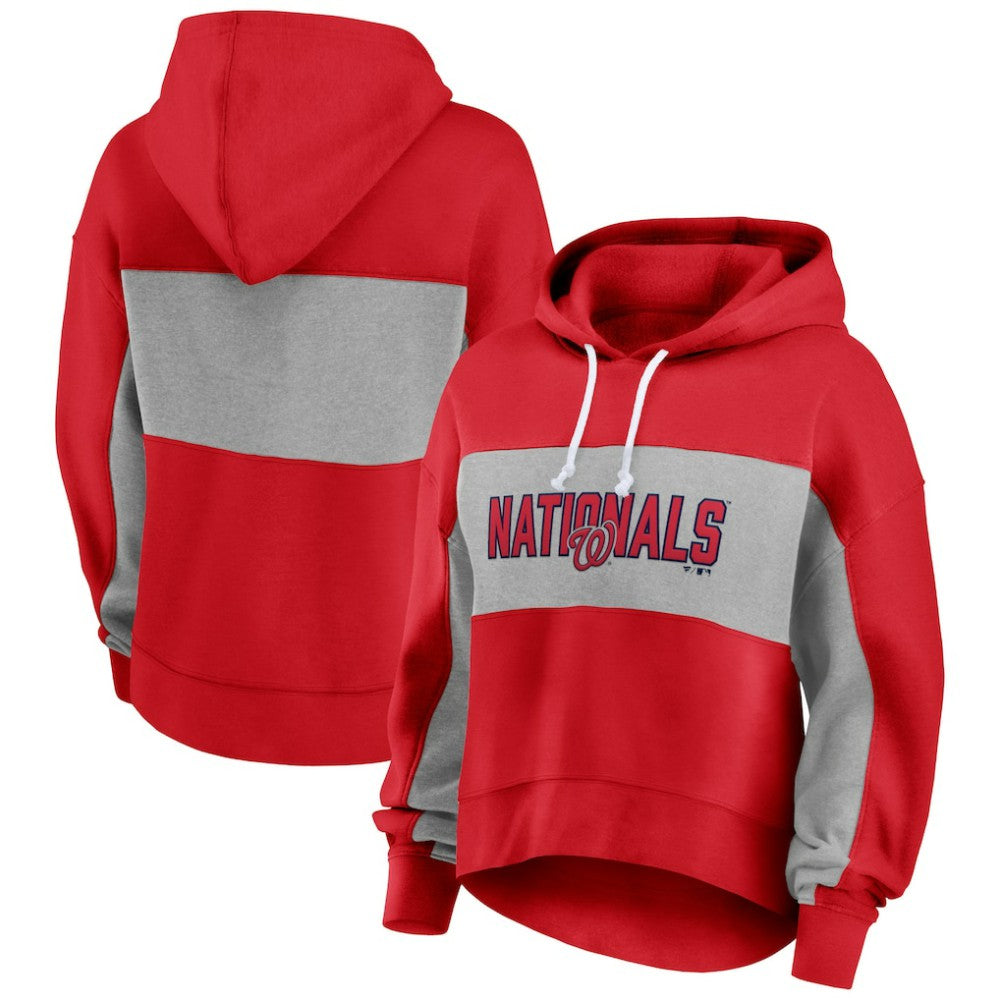 Red Washington Nationals Fanatics Women's Filled Stat Sheet Pullover Hoodie
