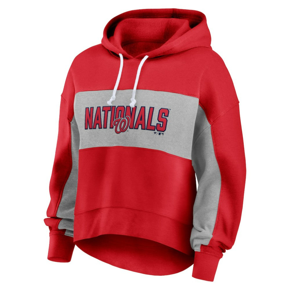 Red Washington Nationals Fanatics Women's Filled Stat Sheet Pullover Hoodie