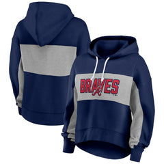 Navy Atlanta Braves Fanatics Women's Filled Stat Sheet Pullover Hoodie