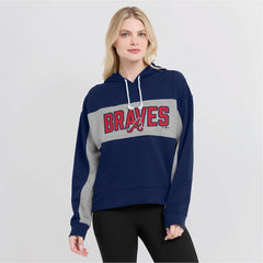 Navy Atlanta Braves Fanatics Women's Filled Stat Sheet Pullover Hoodie
