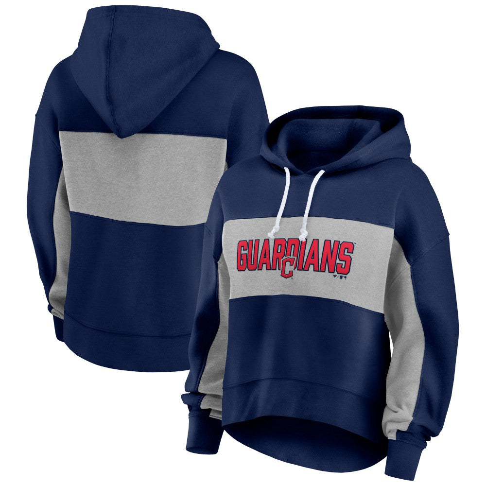 Navy Cleveland Guardians Fanatics Women's Filled Stat Sheet Pullover Hoodie