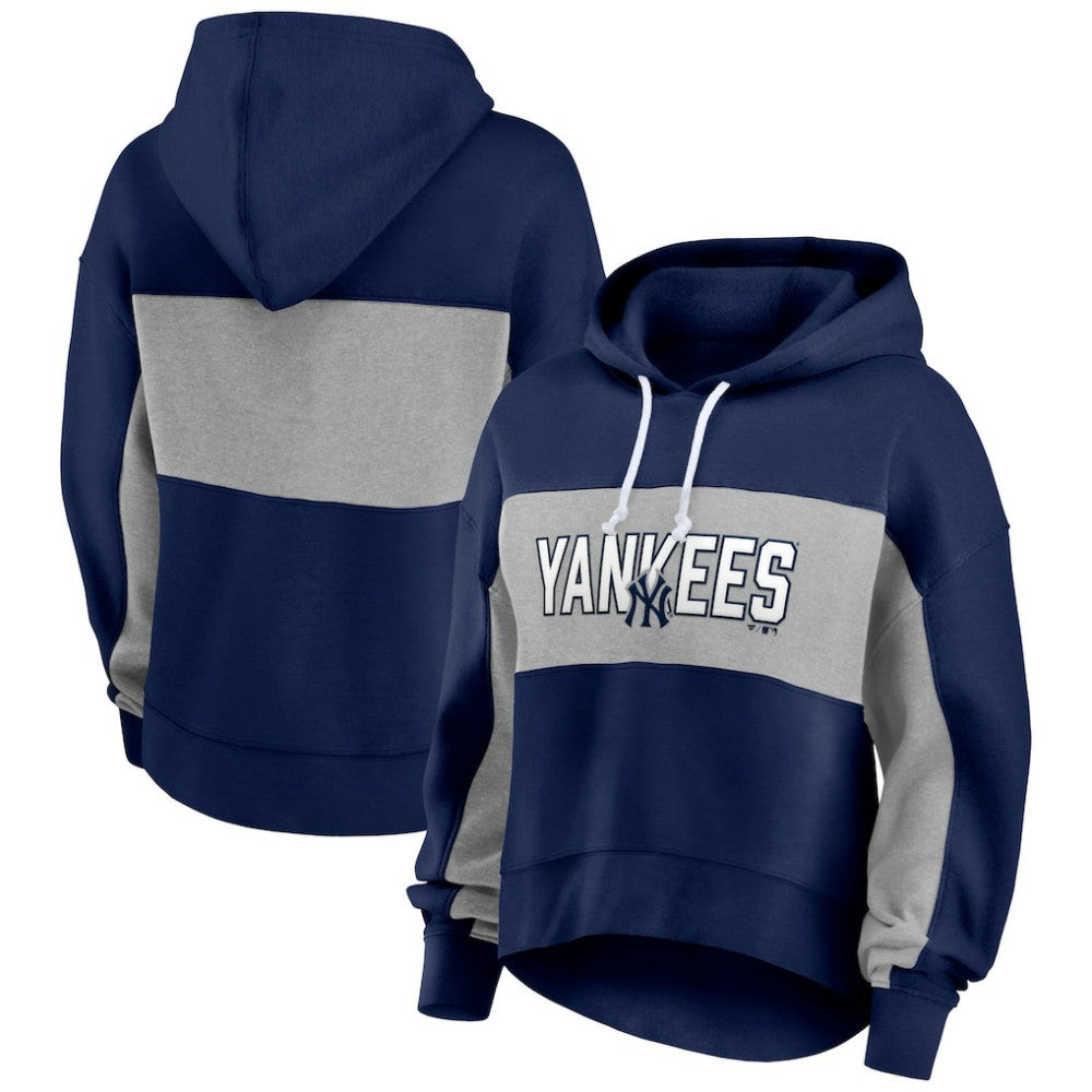 Navy New York Yankees Fanatics Women's Filled Stat Sheet Pullover Hoodie