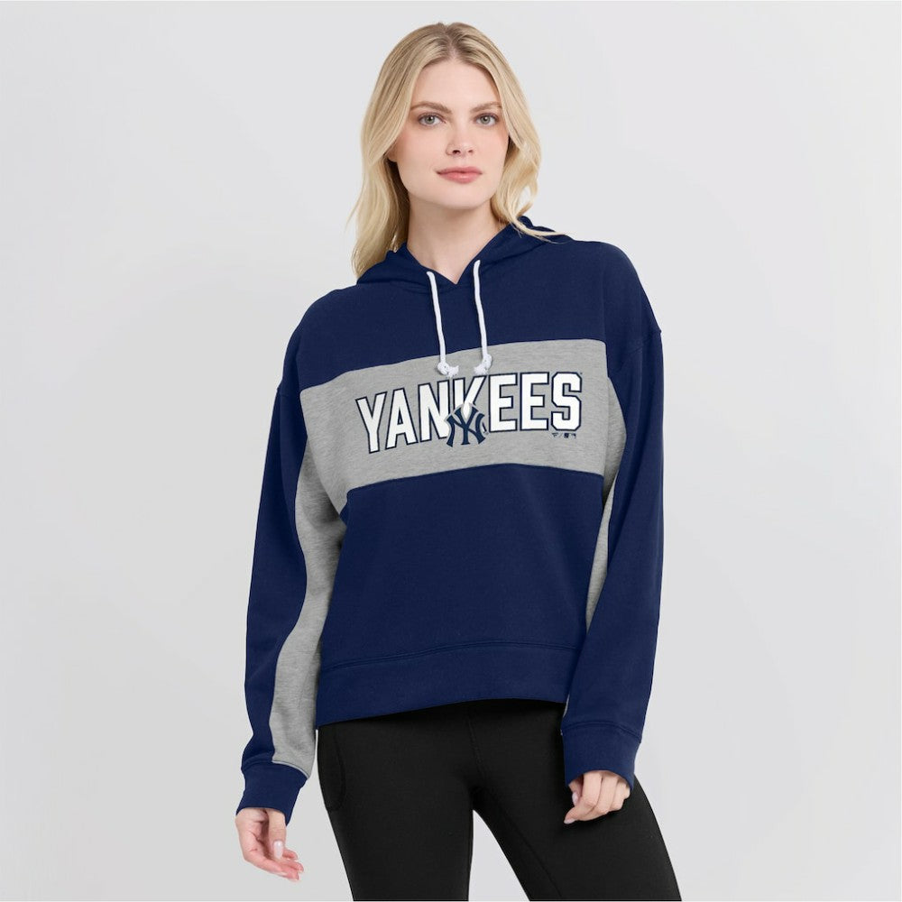 Navy New York Yankees Fanatics Women's Filled Stat Sheet Pullover Hoodie