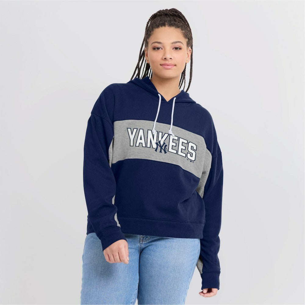 Navy New York Yankees Fanatics Women's Filled Stat Sheet Pullover Hoodie