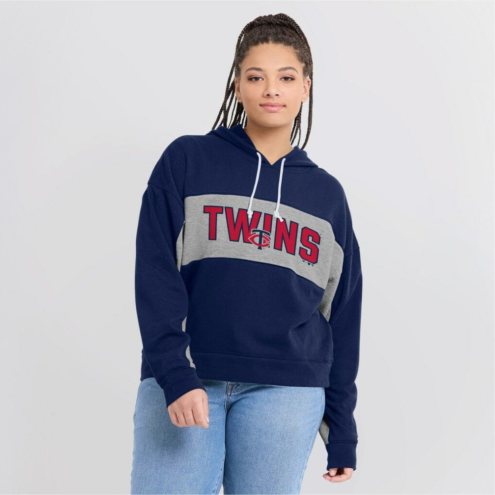 Navy Minnesota Twins Fanatics Women's Filled Stat Sheet Pullover Hoodie