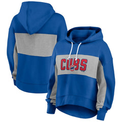 Royal Chicago Cubs Fanatics Women's Filled Stat Sheet Pullover Hoodie