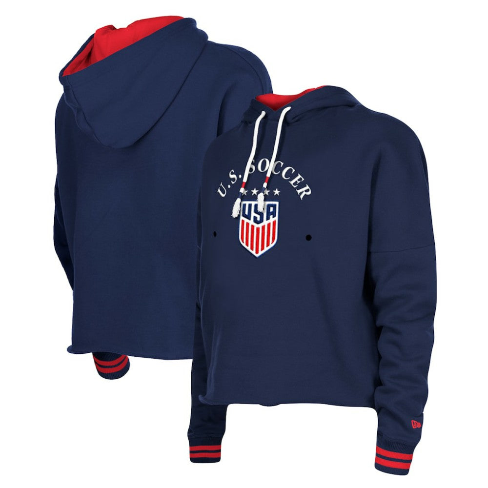 USWNT 5th & Ocean by New Era Women's Athleisure Cropped Fleece Pullover Hoodie