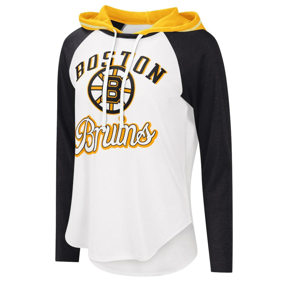 NHL Boston Bruins G-III 4Her by Carl Banks Women's MVP Raglan Lightweight Hooded T-Shirt