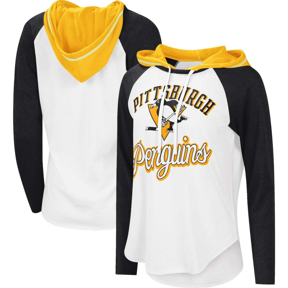 NHL Pittsburgh Penguins G-III 4Her by Carl Banks Women's MVP Raglan Lightweight Hooded T-Shirt