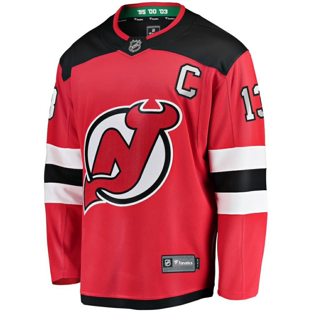 NHL Nico Hischier New Jersey Devils Fanatics Captain Patch Home Breakaway Jersey