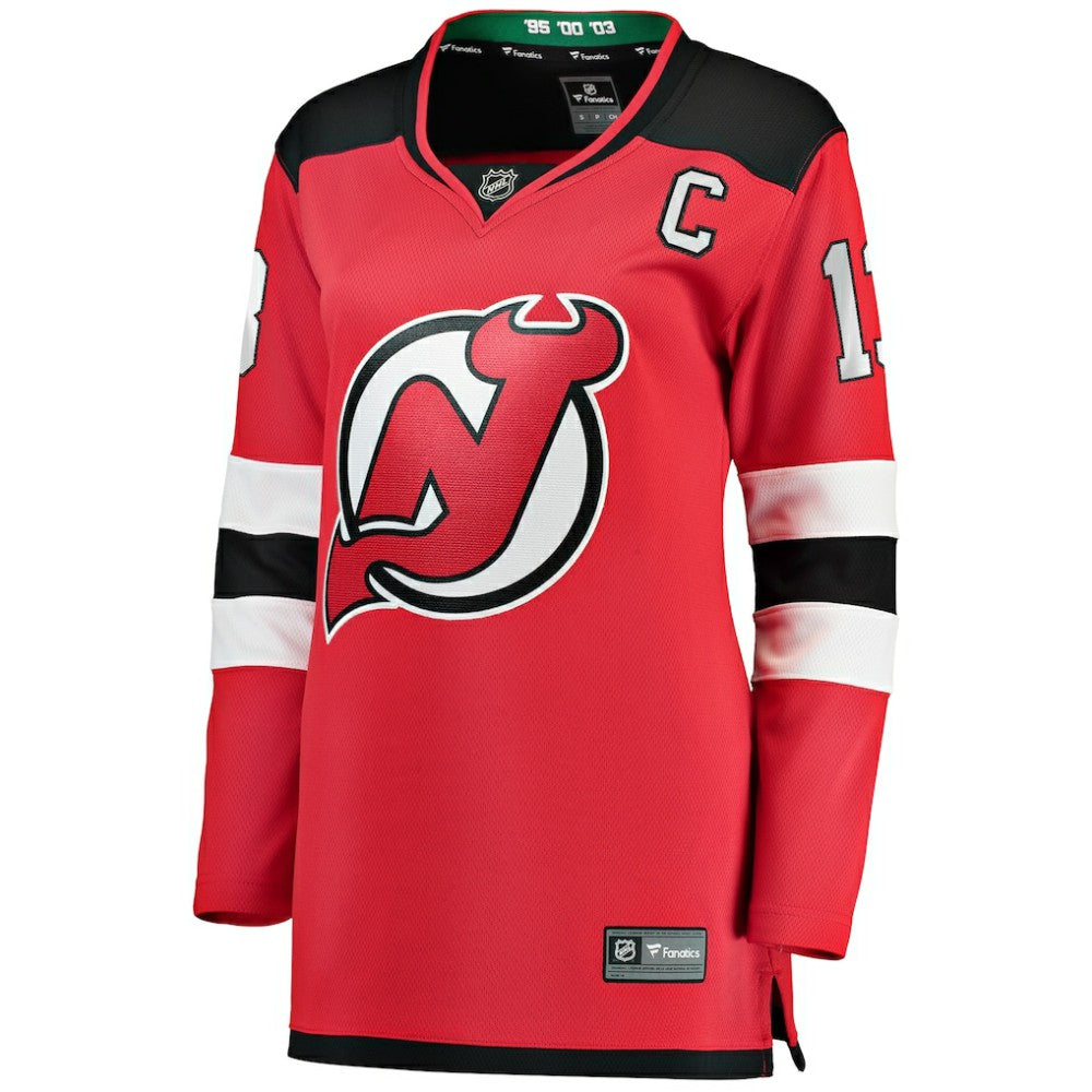 NHL Nico Hischier New Jersey Devils Fanatics Women's Captain Patch Home Breakaway Jersey