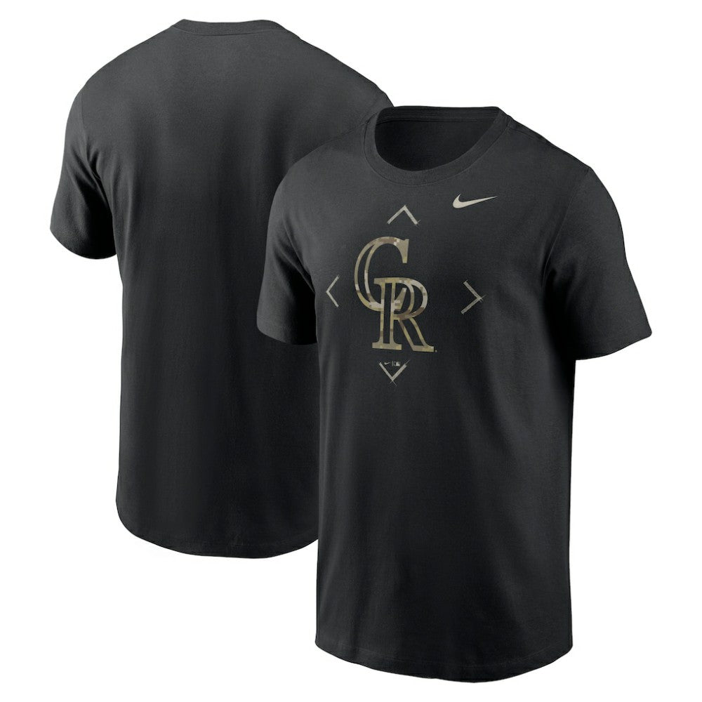 Black Colorado Rockies Nike Camo Logo T-Shirt
