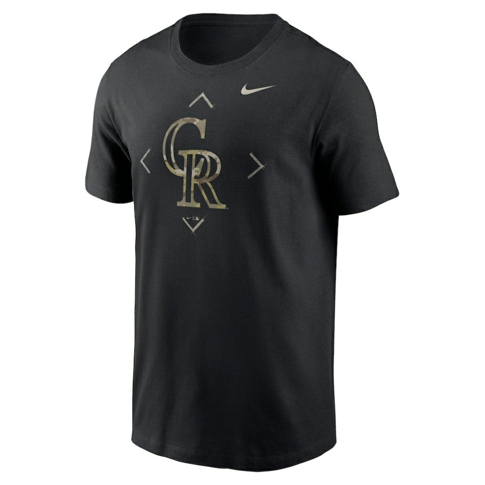 Black Colorado Rockies Nike Camo Logo T-Shirt