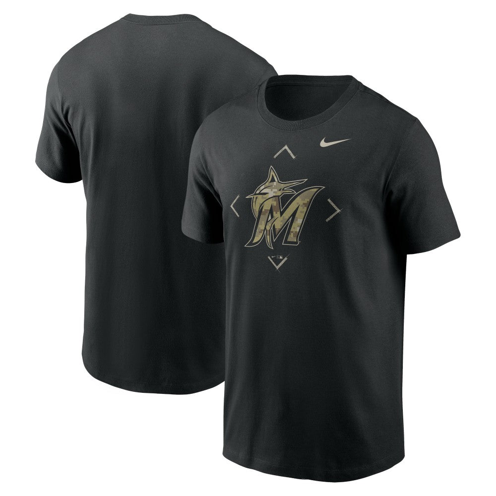 Black Miami Marlins Nike Camo Logo T-Shirt
