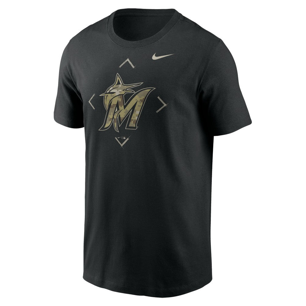 Black Miami Marlins Nike Camo Logo T-Shirt
