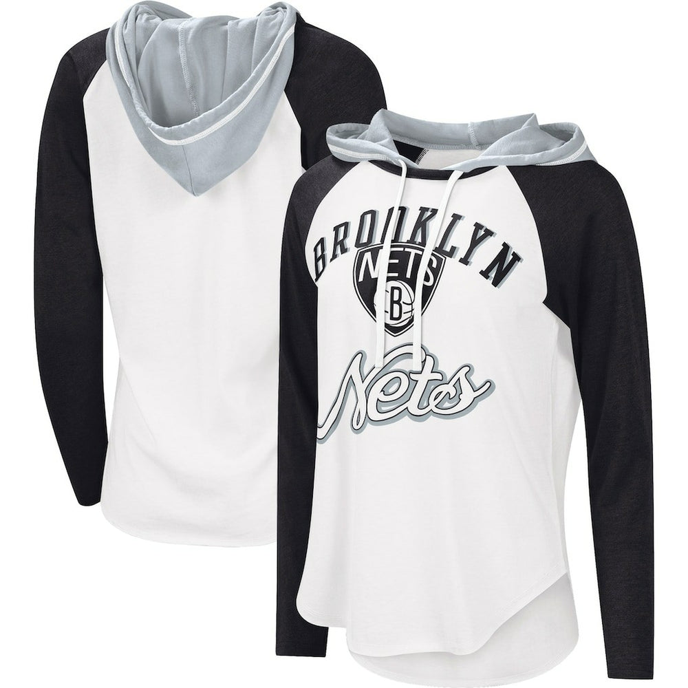 Brooklyn Nets G-III 4Her by Carl Banks Women's MVP Raglan Hoodie Long Sleeve T-Shirt
