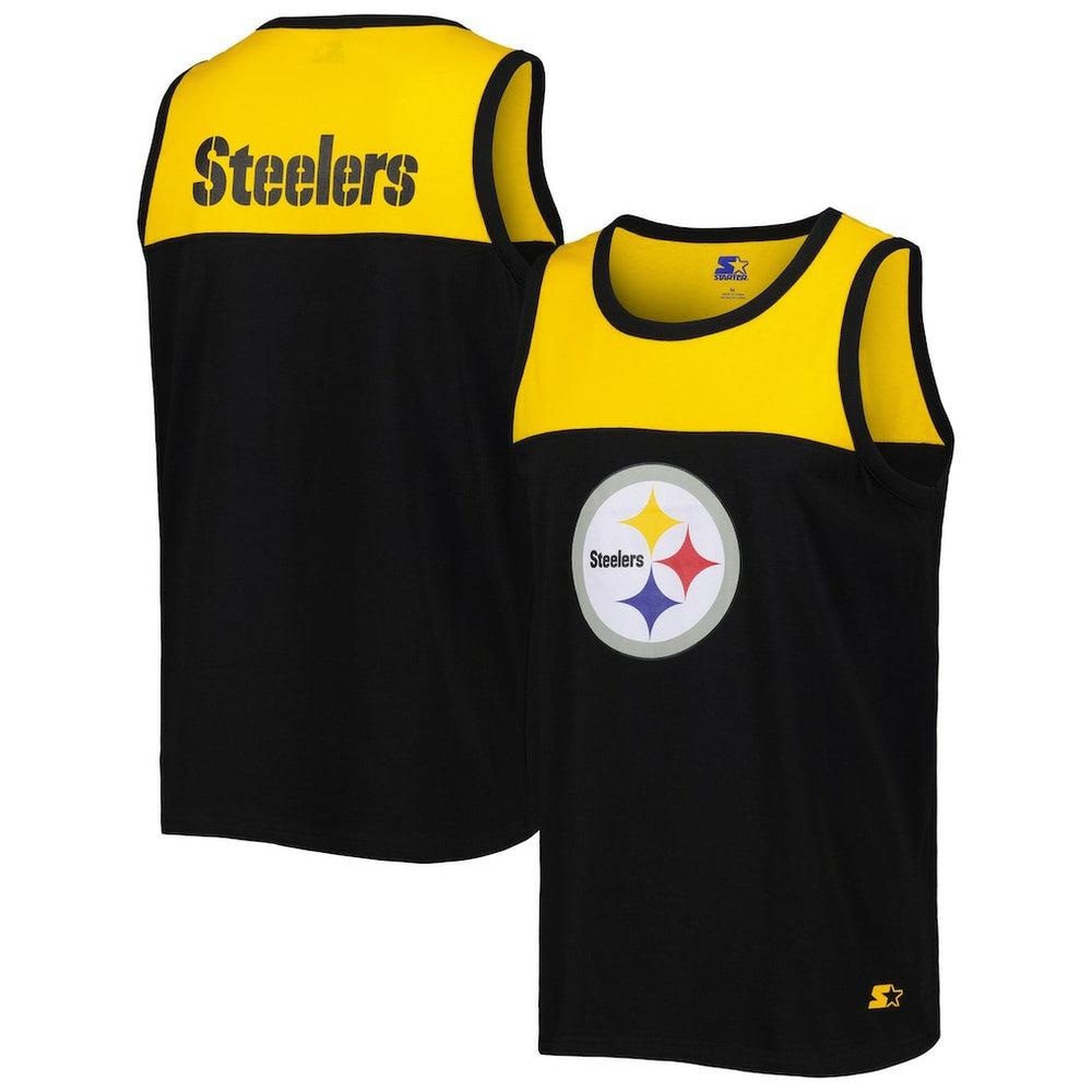 Starter Logo Touchdown Fashion Tank Top - Pittsburgh Steelers Tops