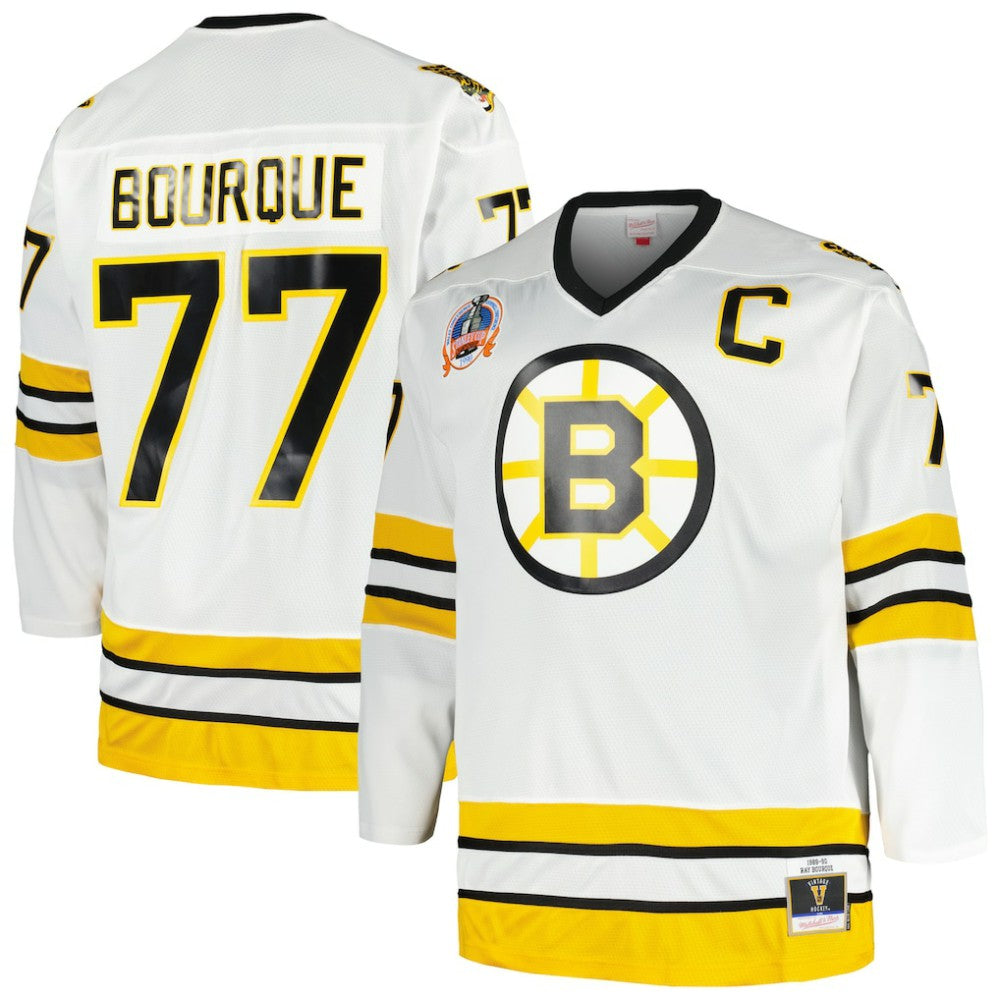 NHL Ray Bourque Boston Bruins Mitchell & Ness Big & Tall Captain Patch Blue Line Player Jersey