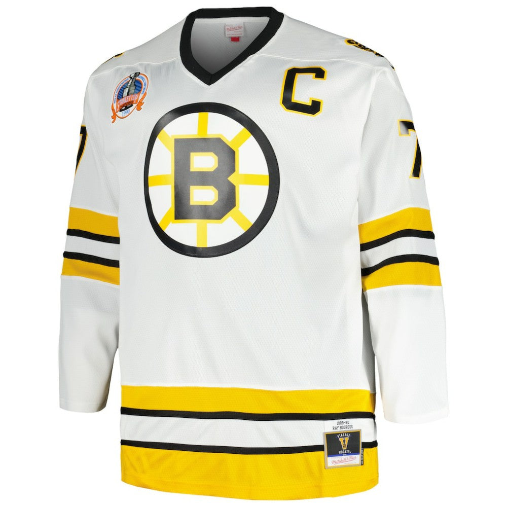 NHL Ray Bourque Boston Bruins Mitchell & Ness Big & Tall Captain Patch Blue Line Player Jersey