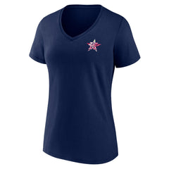 Navy Houston Astros Women's Team Logo Mother's Day V-Neck T-Shirt