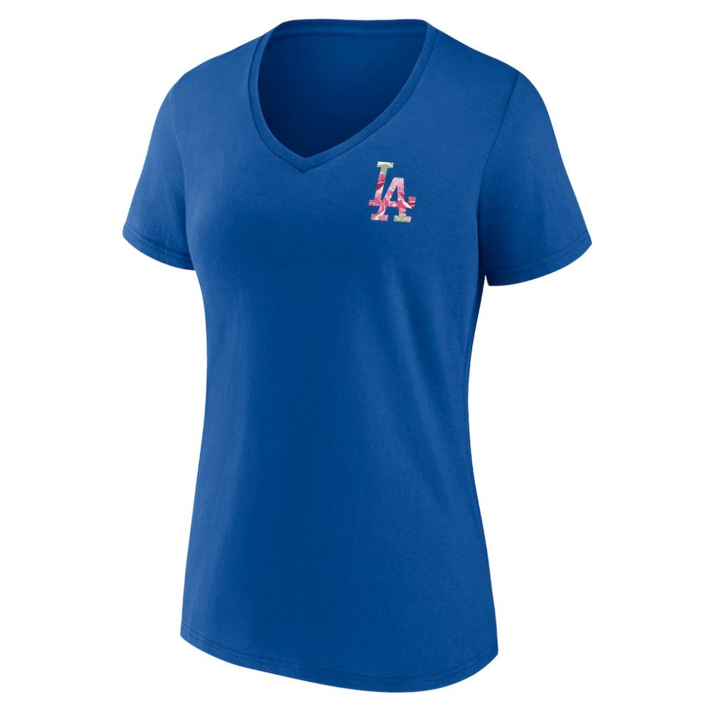 Royal Los Angeles Dodgers Women's Team Logo Mother's Day V-Neck T-Shirt
