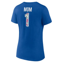 Royal Los Angeles Dodgers Women's Team Logo Mother's Day V-Neck T-Shirt