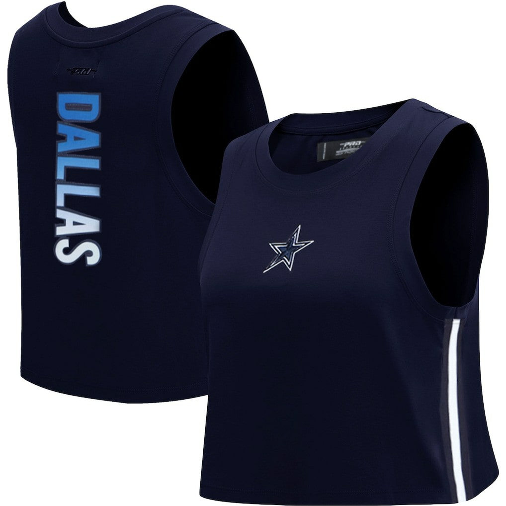 Pro Standard Women's Ombre Wordmark Classic Cropped Tank Top - Dallas Cowboys Tops