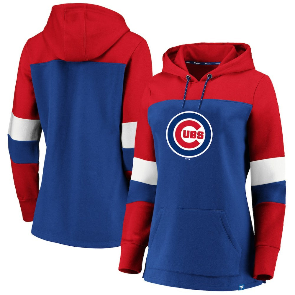 Royal Chicago Cubs Women's Plus Size Colorblock Pullover Hoodie