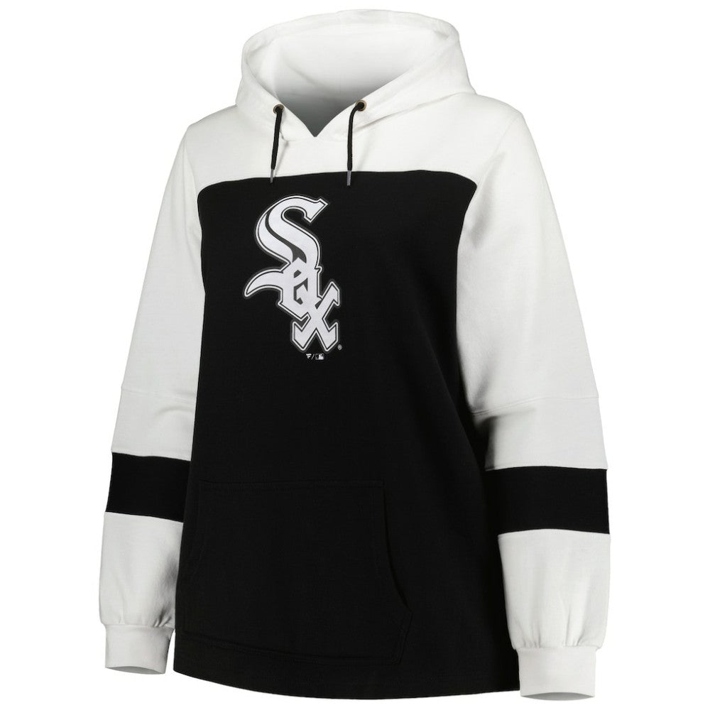 Black Chicago White Sox Women's Plus Size Colorblock Pullover Hoodie