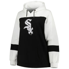 Black Chicago White Sox Women's Plus Size Colorblock Pullover Hoodie